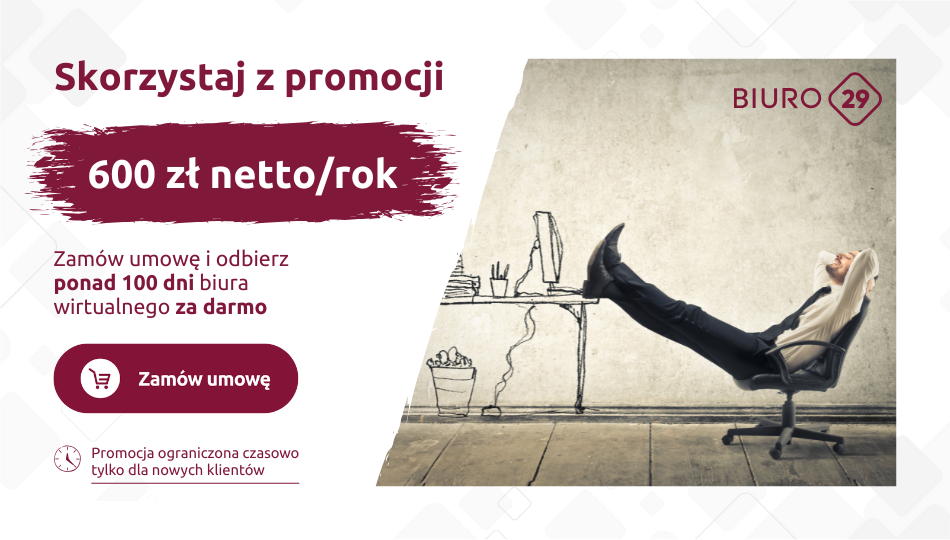 Miniaturka Promocja na biuro wirtualne – 600 zł netto za rok i ponad 100 dni gratis